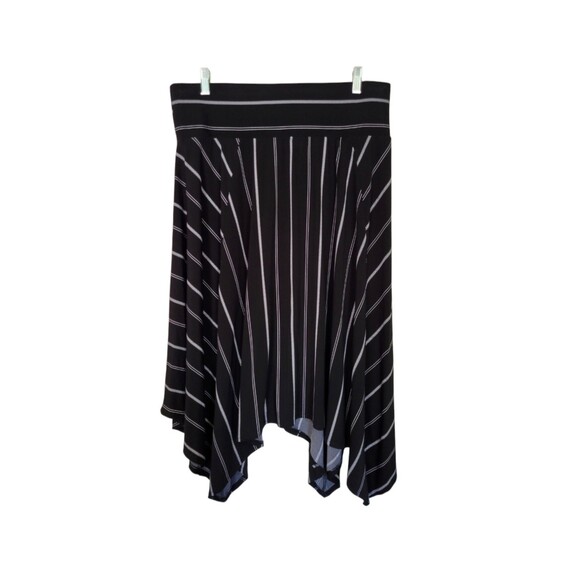 Lane Bryant Handkerchief Skirt Women 14/16 Black Stripe Stretch Slimming - Picture 1 of 3
